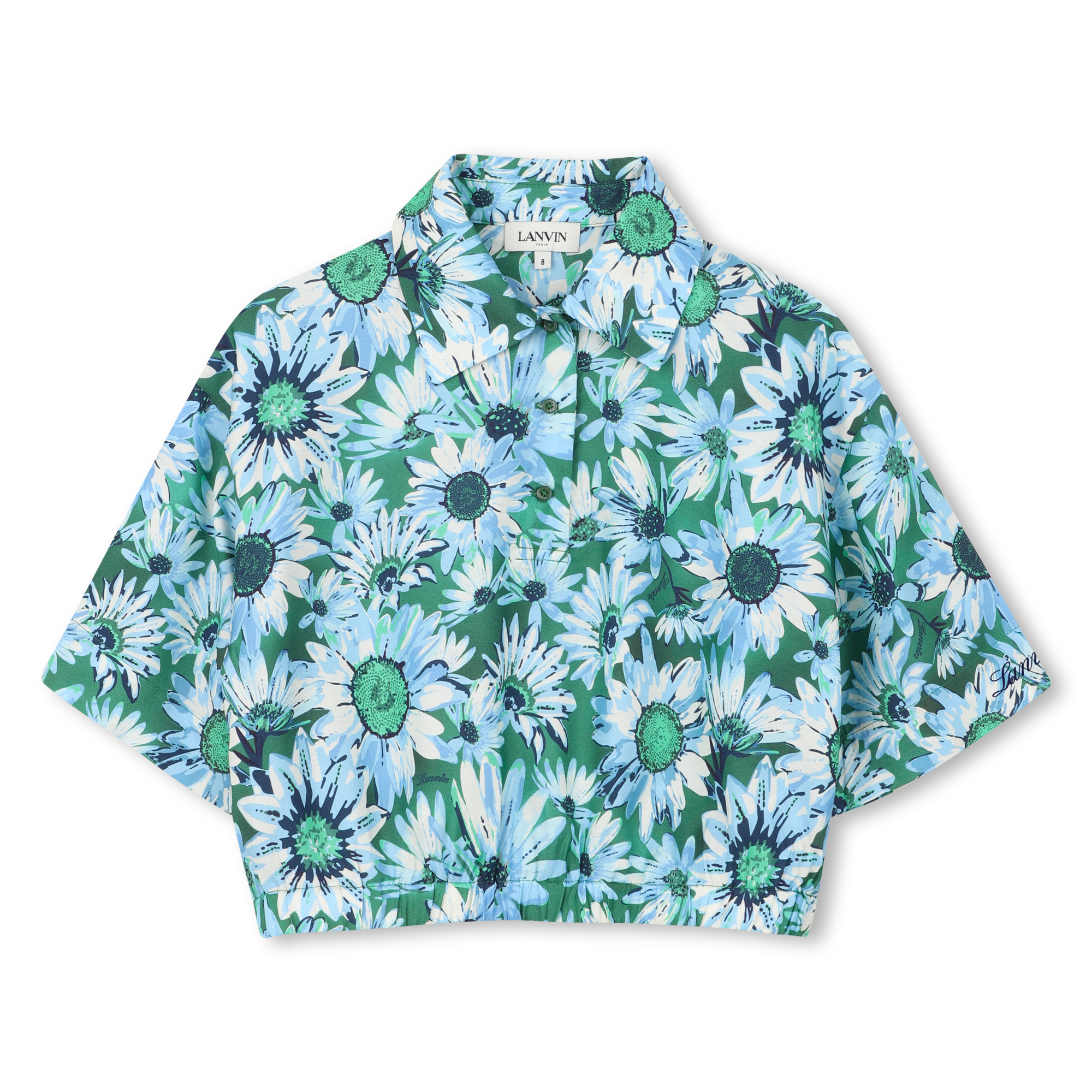 Lanvin - Blouse Col Chemise - Vert Bleu - Fille - 6 Ans