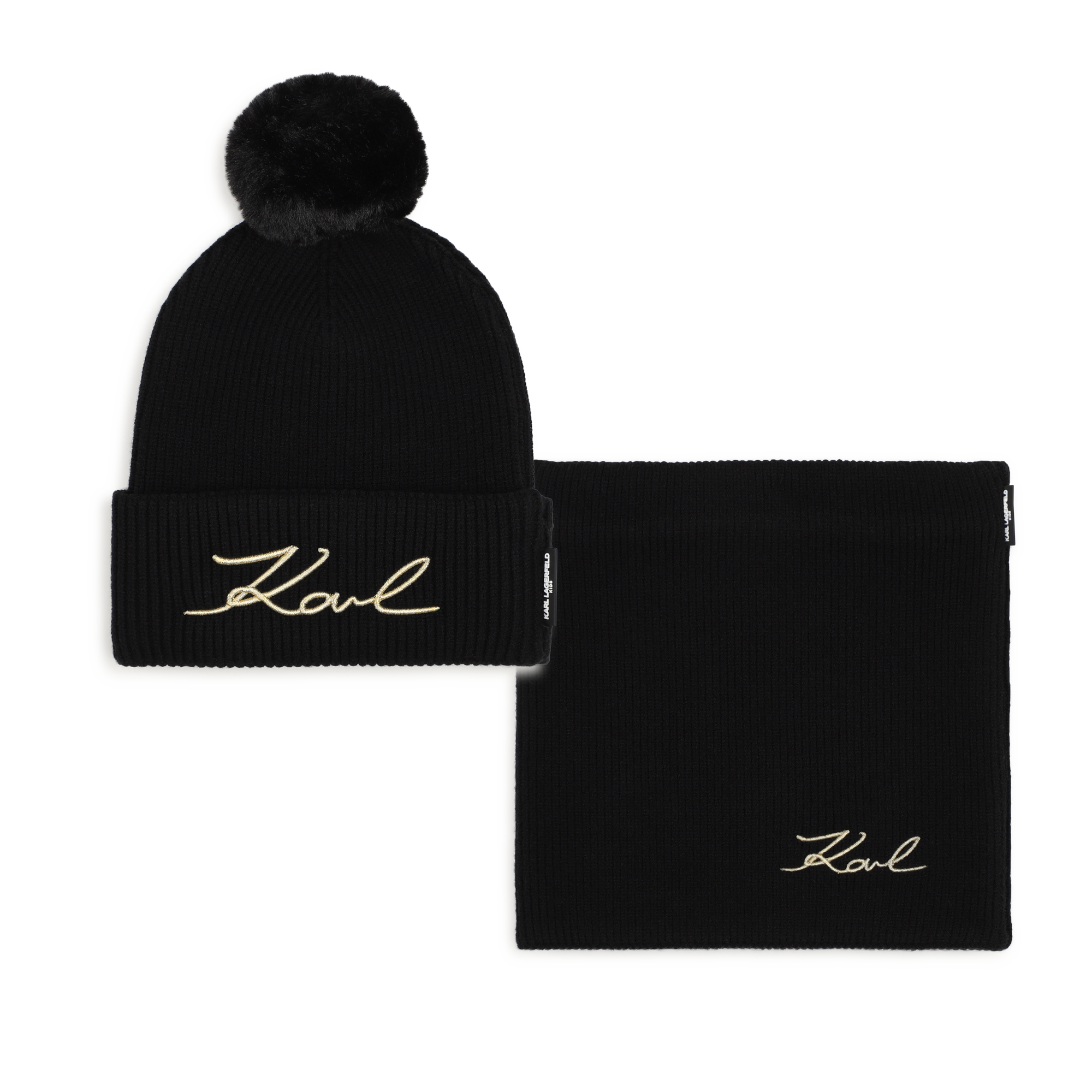 Karl Lagerfeld Kids - Ensemble Bonnet Et Tour De Cou - Black - Fille - Taille T3