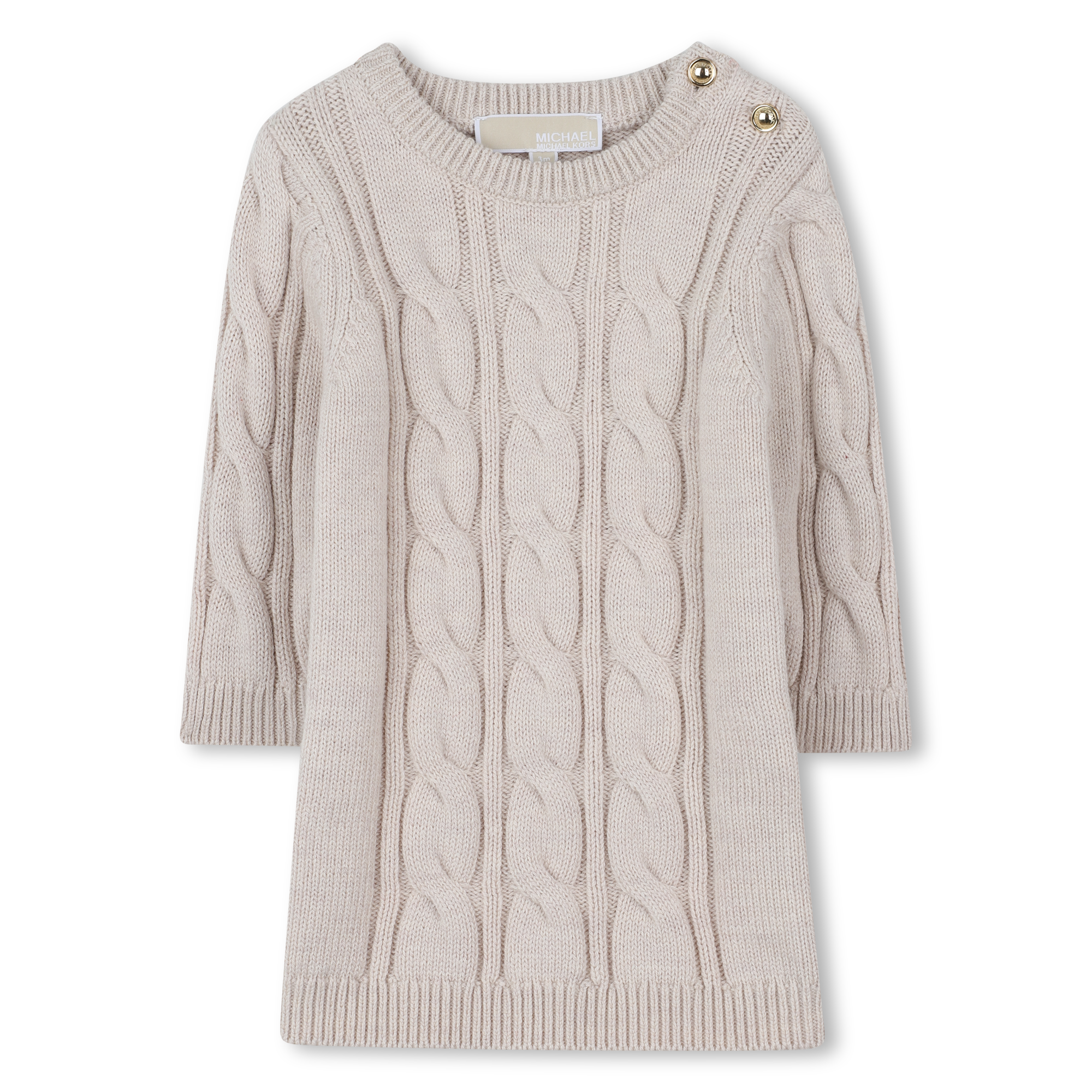 Michael+Kors+-+Robe+En+Tricot+Avec+Torsades+-+Fille+-+Taille+03m+-+Beige+-+Kids+Around