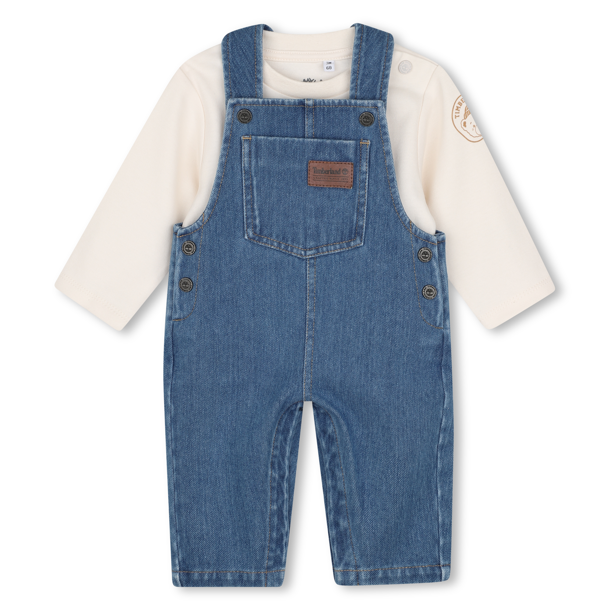 Timberland - Ensemble Salopette Et Tee-shirt - Stone - Garçon - 12 Mois