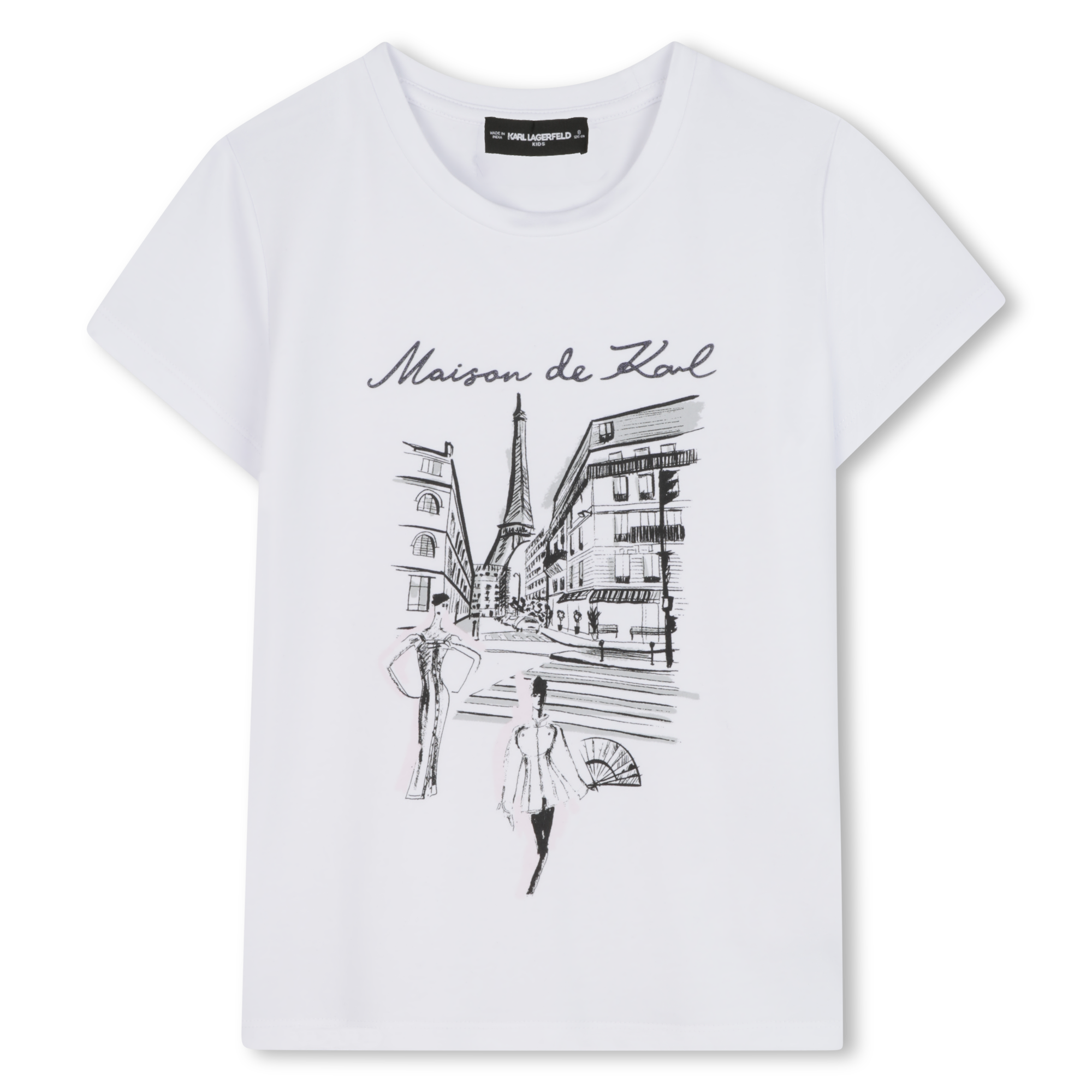 Karl+Lagerfeld+Kids+-+T-shirt+à+Manches+Courtes+-+Fille+-+Taille+4+ans+-+Blanc+-+Kids+Around