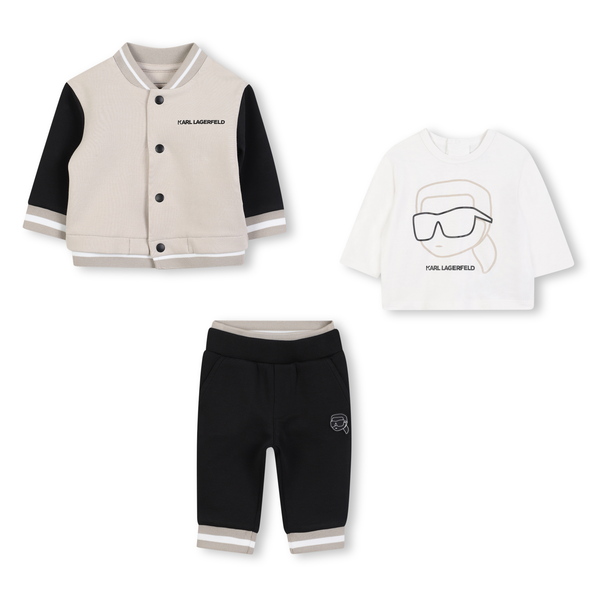 Karl Lagerfeld Kids - Ensemble Cardigan Et Pantalon En Double Jersey - Noir Beige - Garçon - 12 Mois Karl Lagerfeld Kids - Ensemble Cardigan Et Pantalon En Double Jersey - Noir Beige - Garçon - 12 Mois