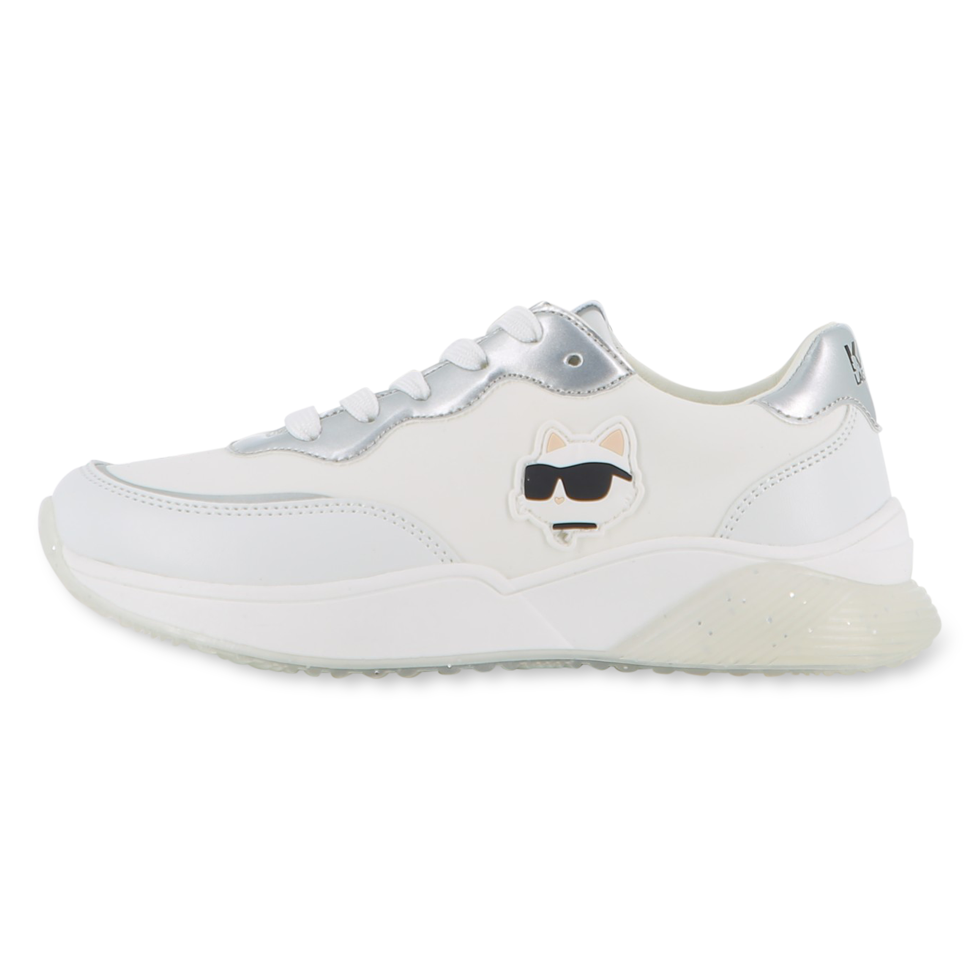 Karl+Lagerfeld+Kids+-+Baskets+à+Lacets+Avec+Badge+-+Fille+-+Taille+32+-+Blanc+-+Kids+Around