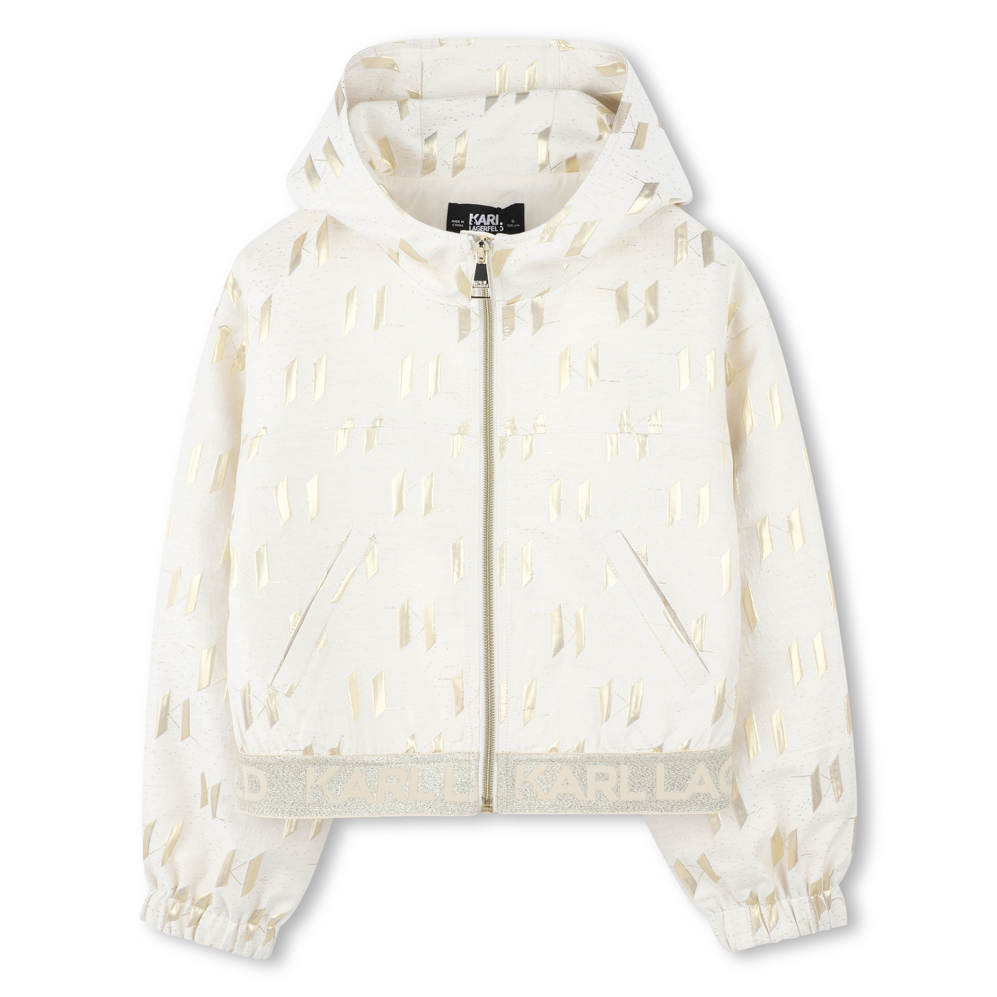 Karl+Lagerfeld+Kids+-+Cardigan+Avec+Details+Dores+-+Fille+-+Taille+4+ans+-+Ecru+Dore+-+Kids+Around