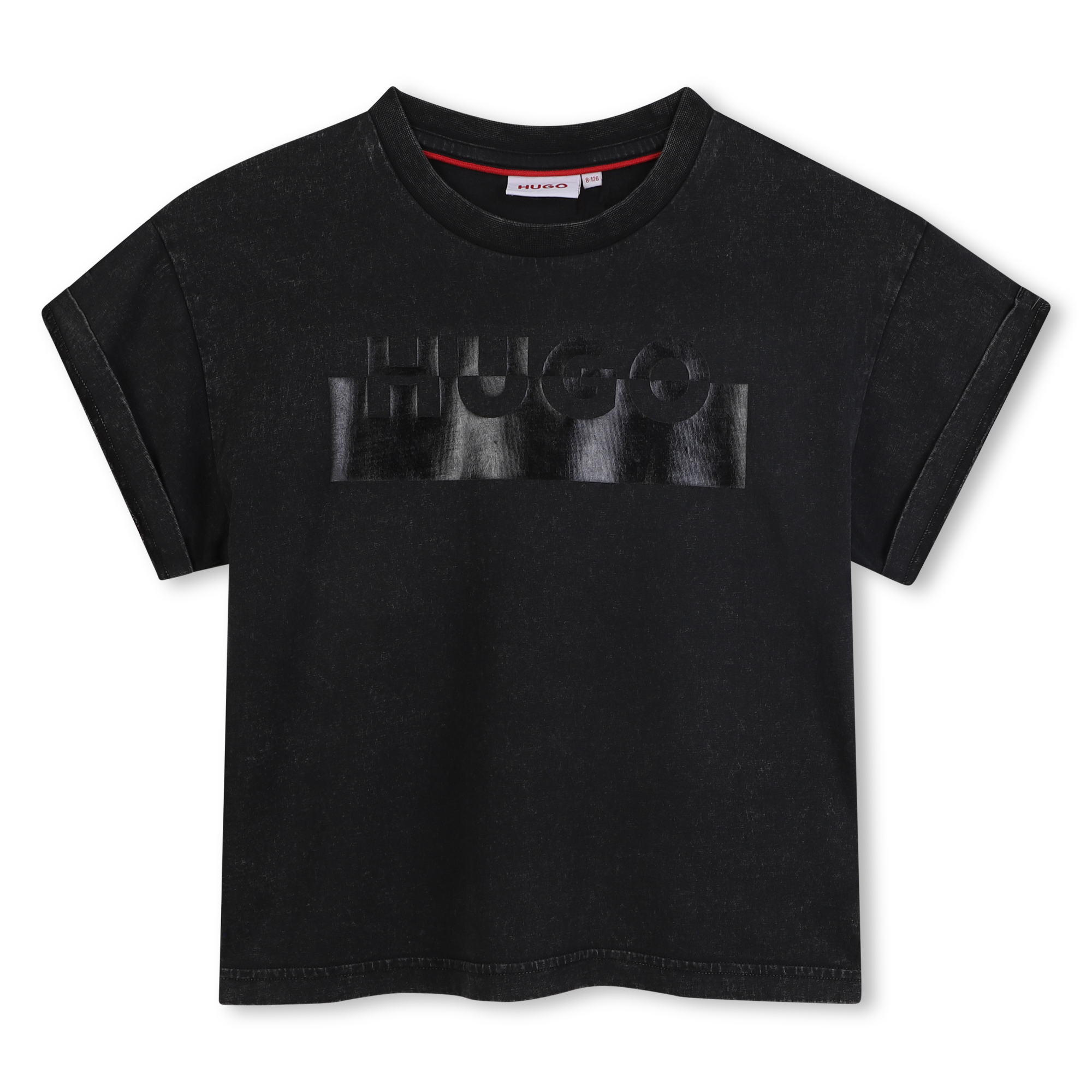 Hugo+-+T-shirt+à+Manches+Courtes+-+Fille+-+Taille+4+ans+-+Noir+-+Kids+Around