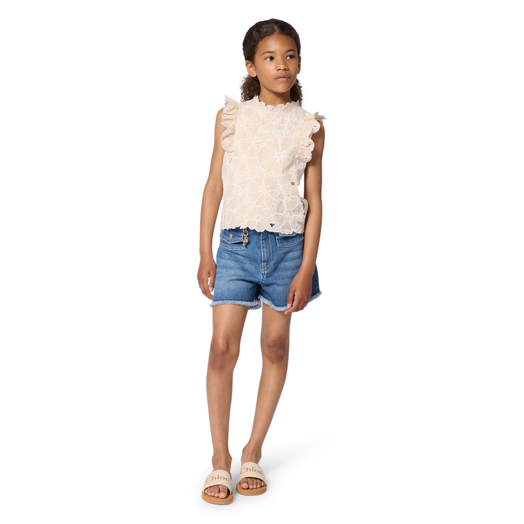 Chloe - Tee-shirt Broderies Florales - Perfectly Pale - Fille - 12 Ans