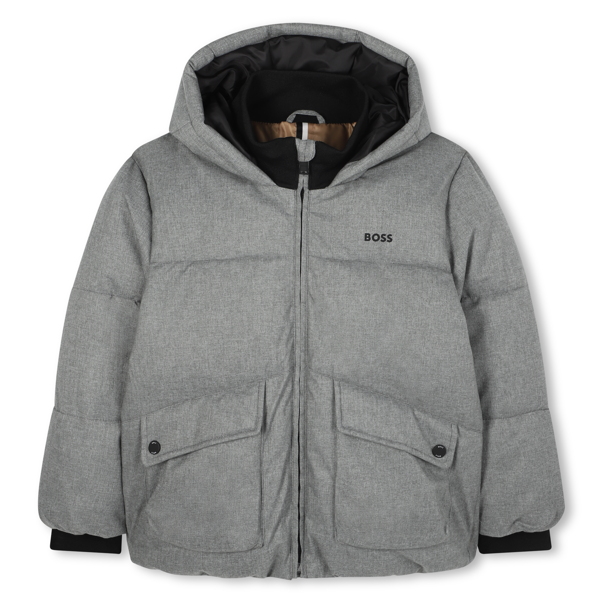 Boss - Doudoune À Capuche - Gris Chine - Garçon - 10 Ans