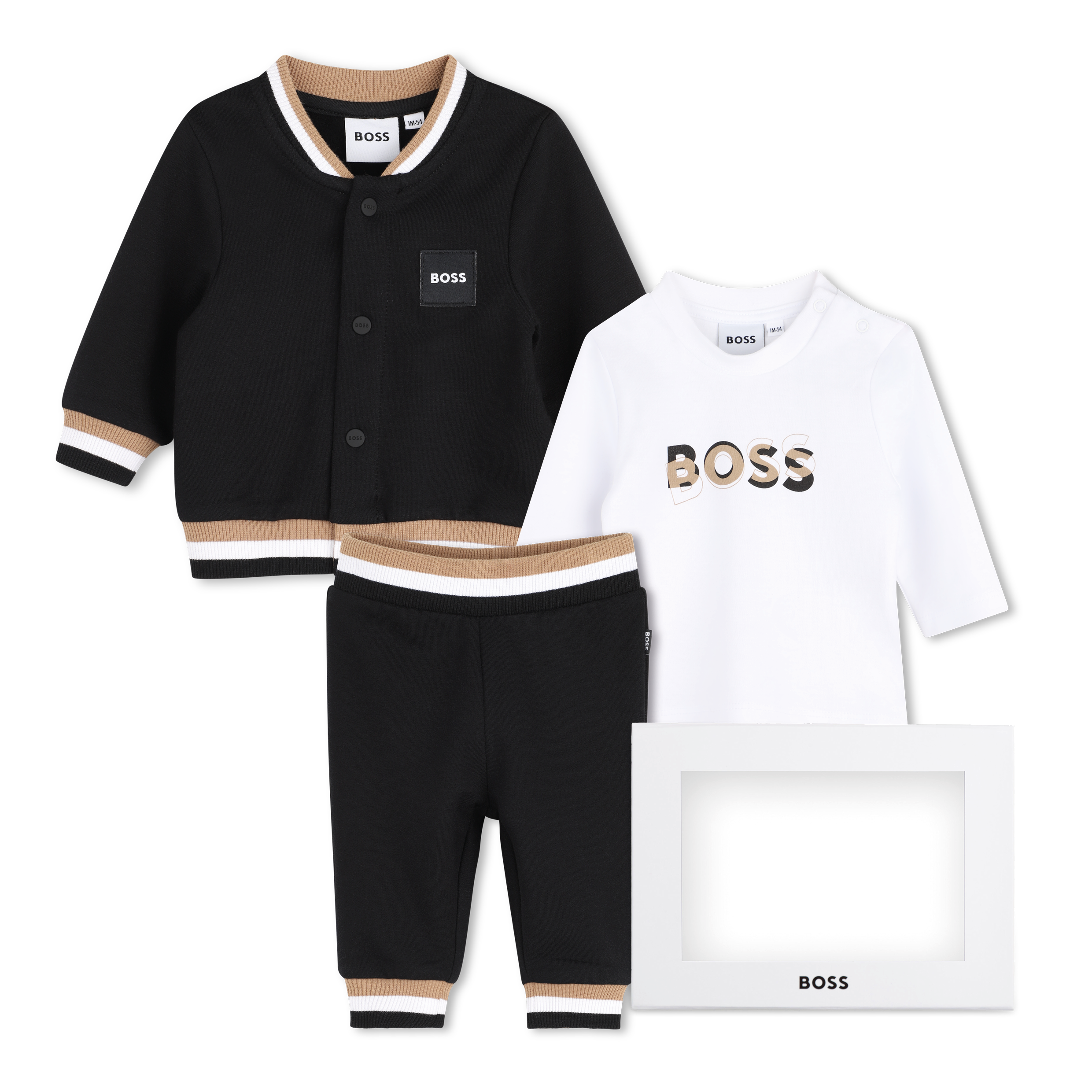 Boss - Ensemble Pantalon, Cardigan Et Tee-shirt - Black - Garçon - 12 Mois