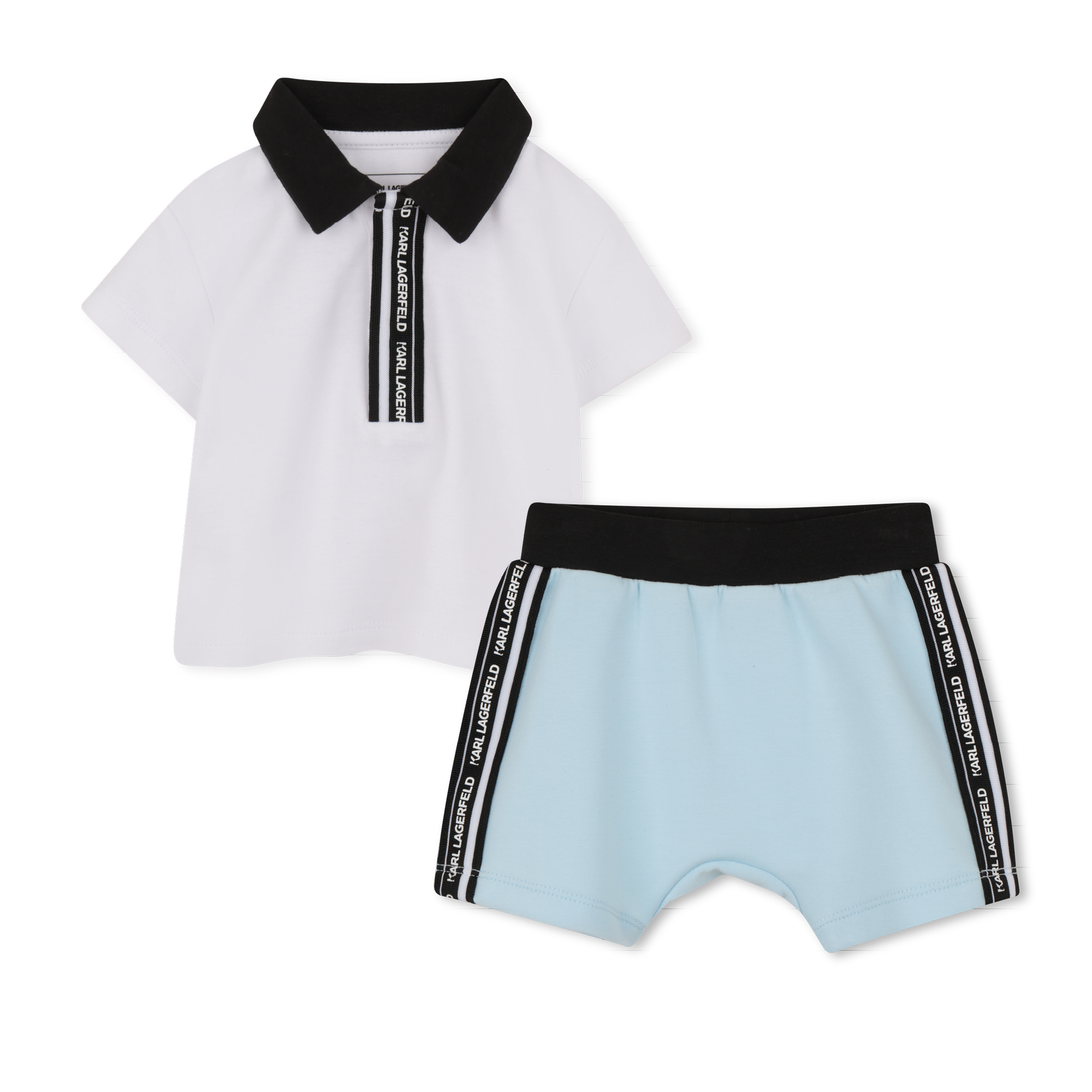 Karl Lagerfeld Kids - Ensemble Tee-shirt Et Short - Blanc Bleu - Garçon - 9 Mois