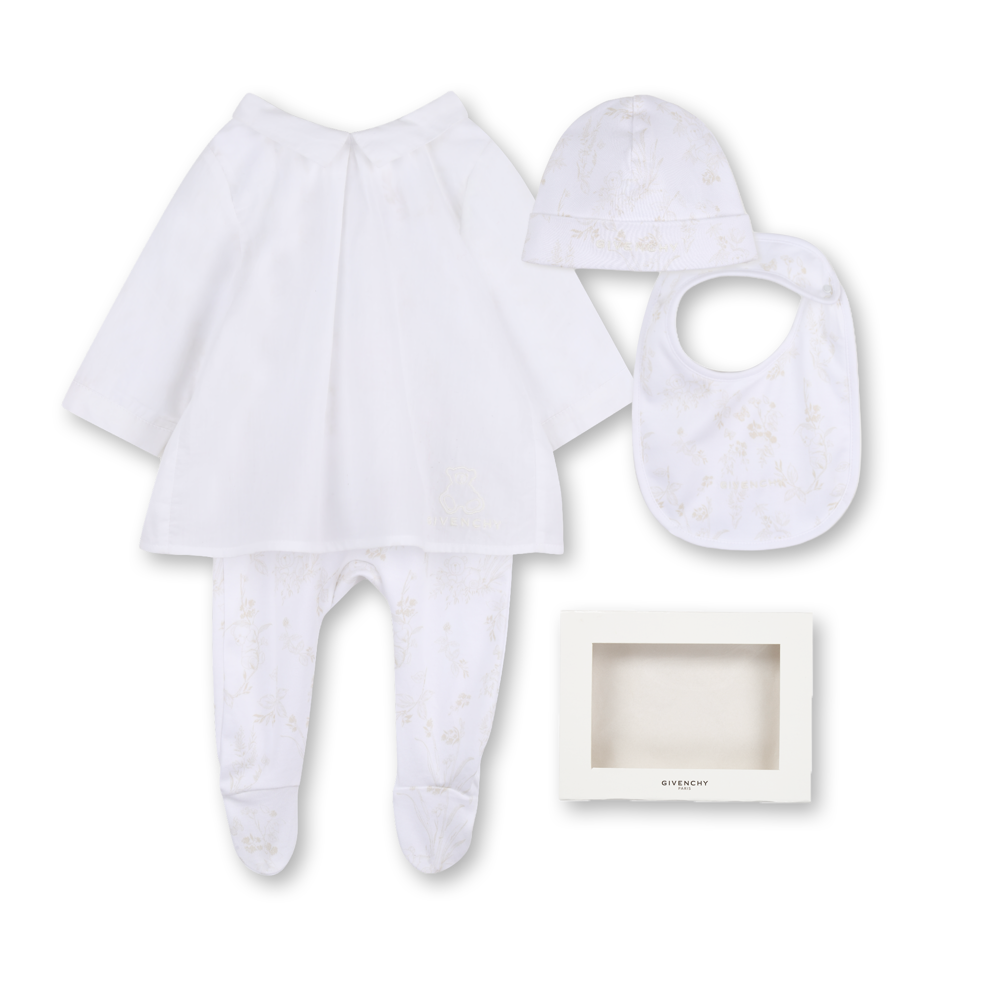 Givenchy - Ensemble Pyjama Et Bavoir - Blanc - Unisexe - 1 Mois Givenchy - Ensemble Pyjama Et Bavoir - Blanc - Unisexe - 1 Mois