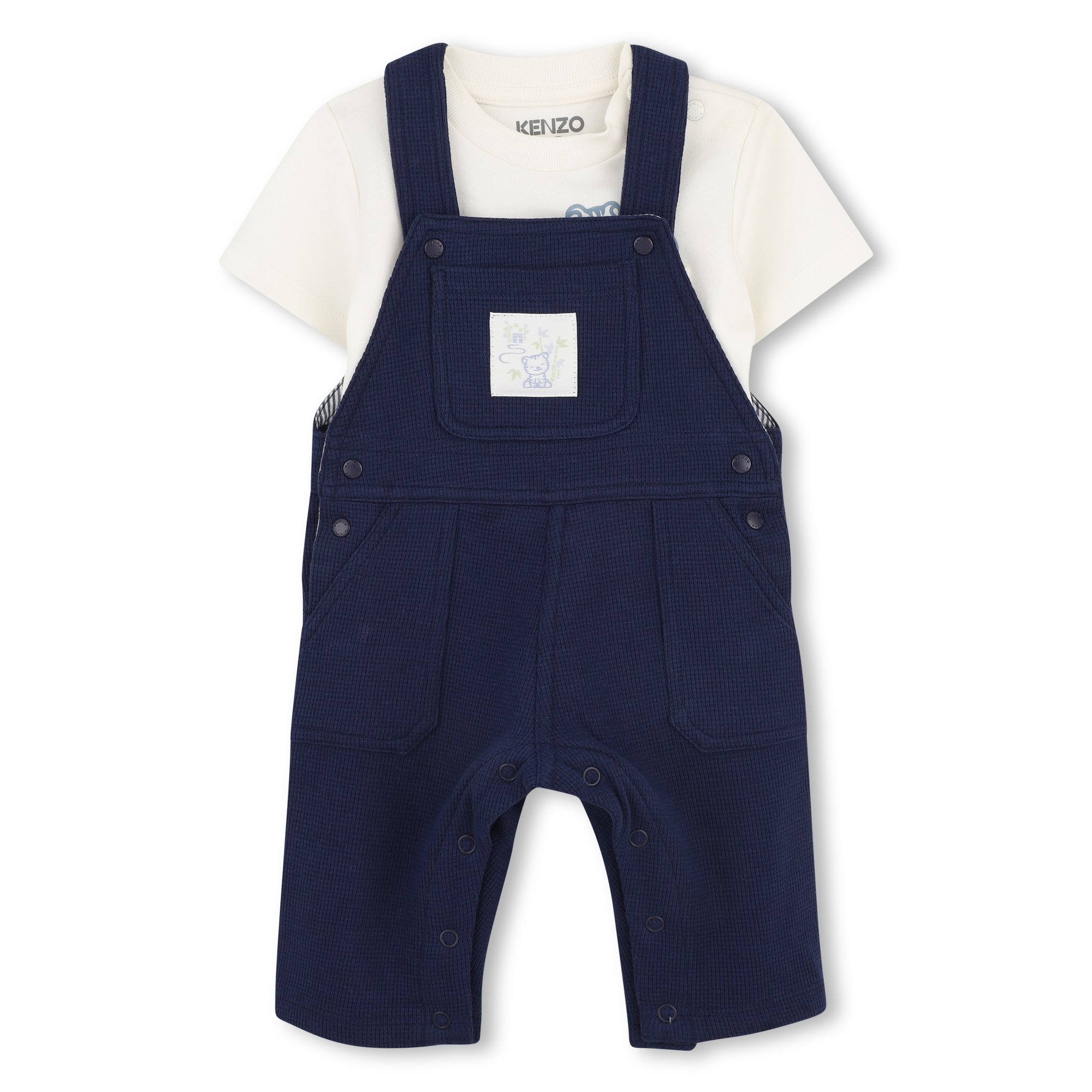 Kenzo Kids - Ensemble Tee-shirt Et Salopette - Medieval Blue - Garçon - 12 Mois