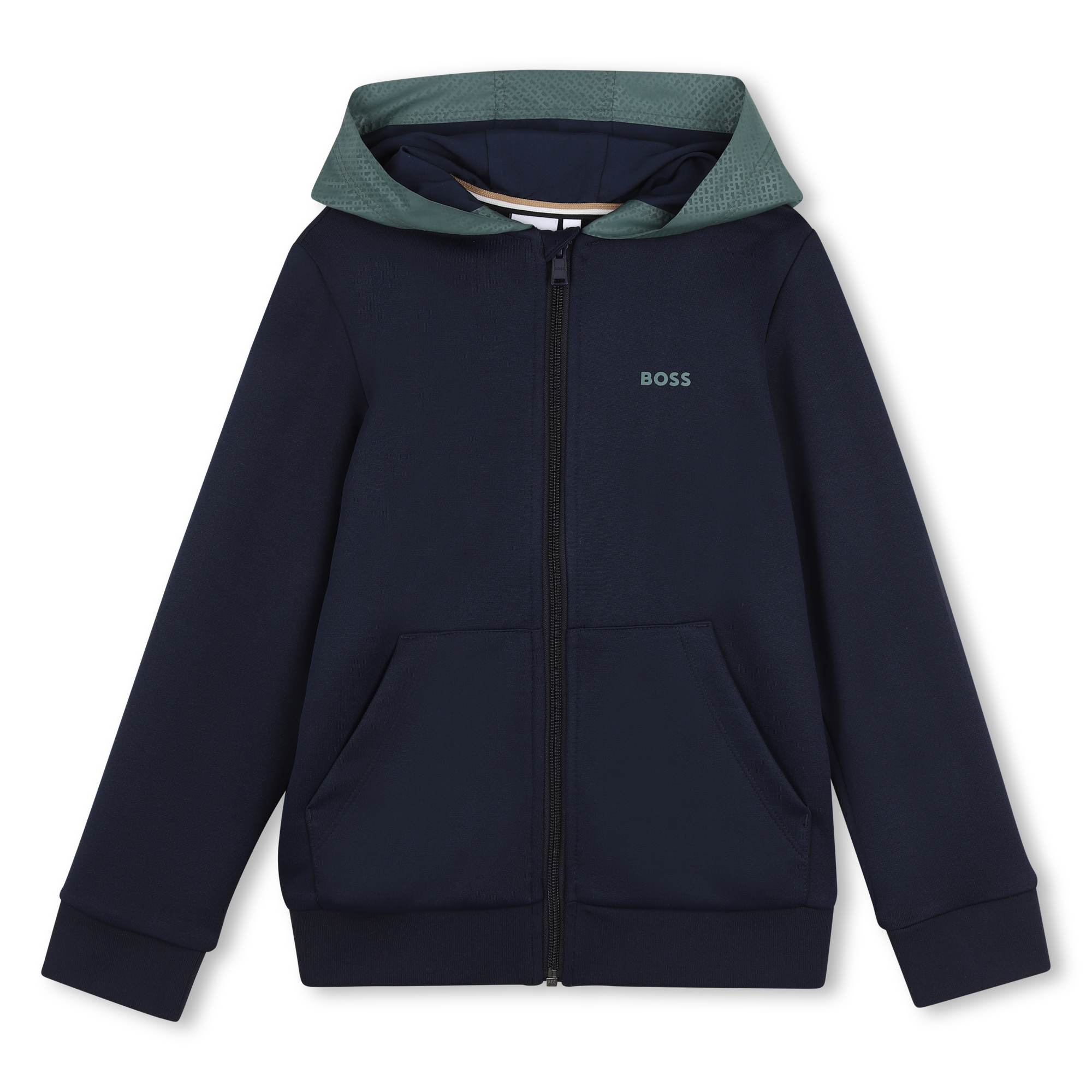Boss - Sweat Zippé À Capuche - Bleu Cargo - Garçon - 16 Ans