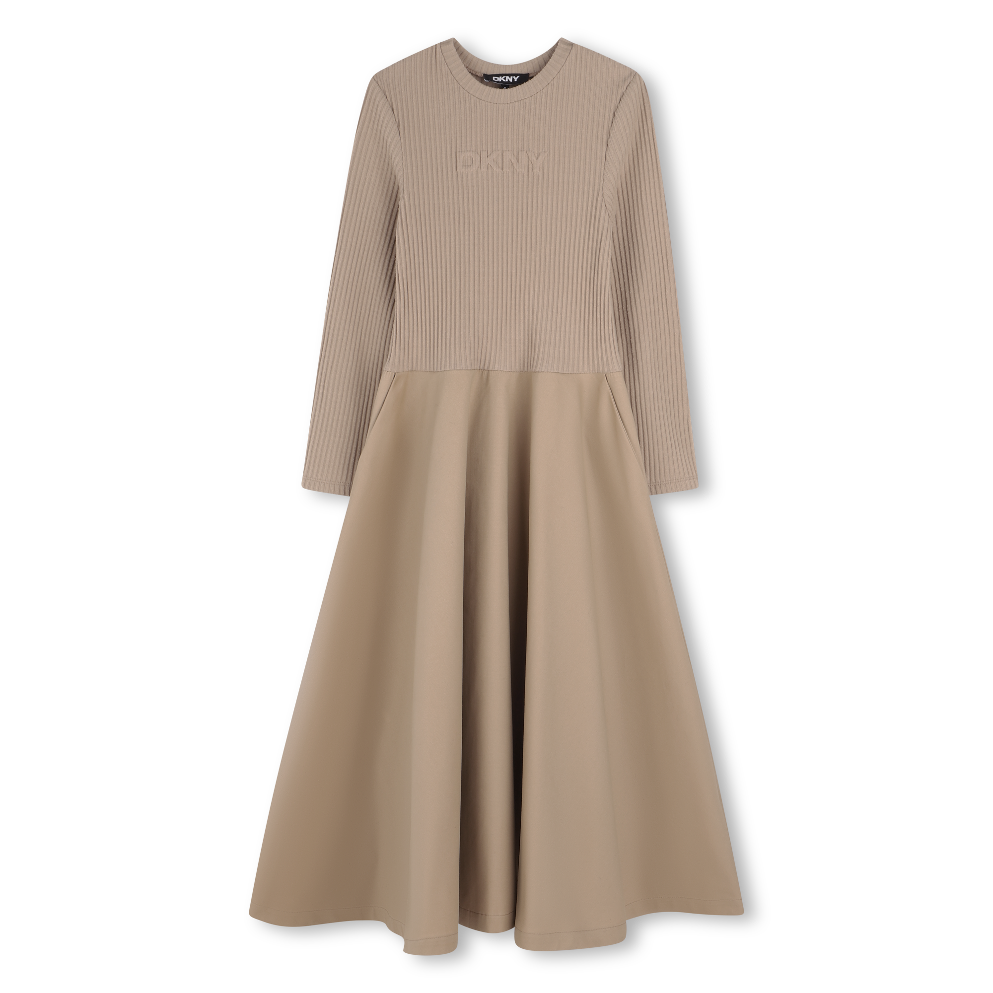 Dkny - Robe Longue Bi-matière - Gres - Fille - 8 Ans