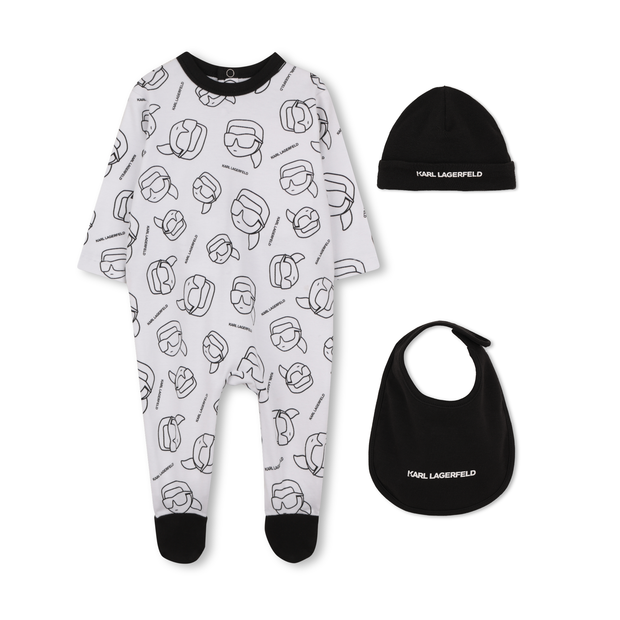 Karl Lagerfeld Kids - Ensemble De Pyjama - Blanc Noir - Garçon - 3 Mois Karl Lagerfeld Kids - Ensemble De Pyjama - Blanc Noir - Garçon - 3 Mois