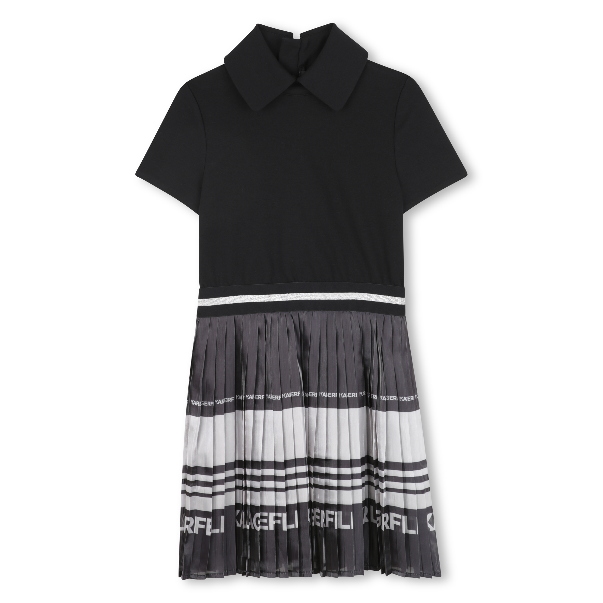 Karl Lagerfeld Kids - Robe À Manches Courtes - Noir Argent - Fille - 8 Ans