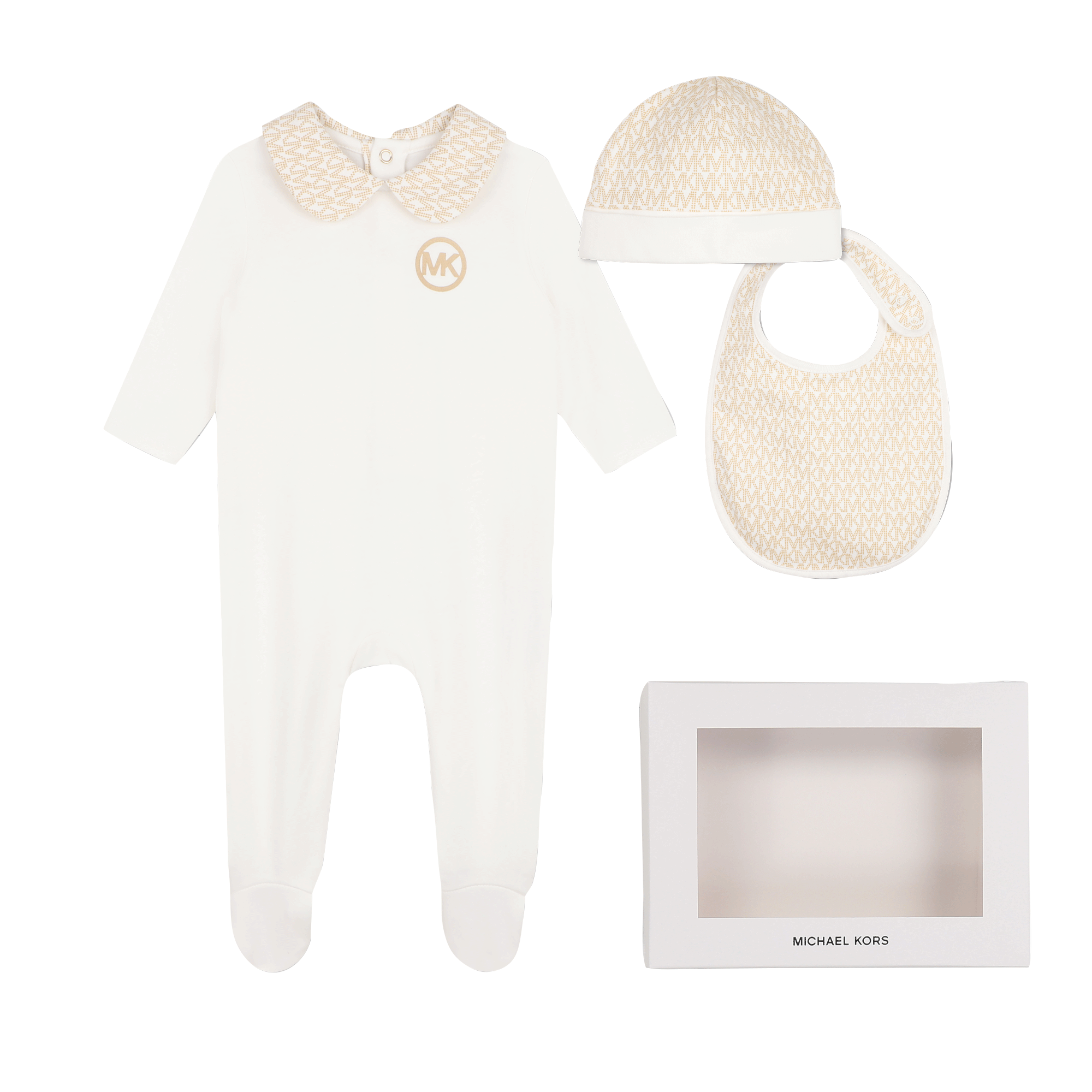 Michael Kors - Ensemble Pyjama, Bonnet Et Bavoir - Riz - Fille - 3 Mois