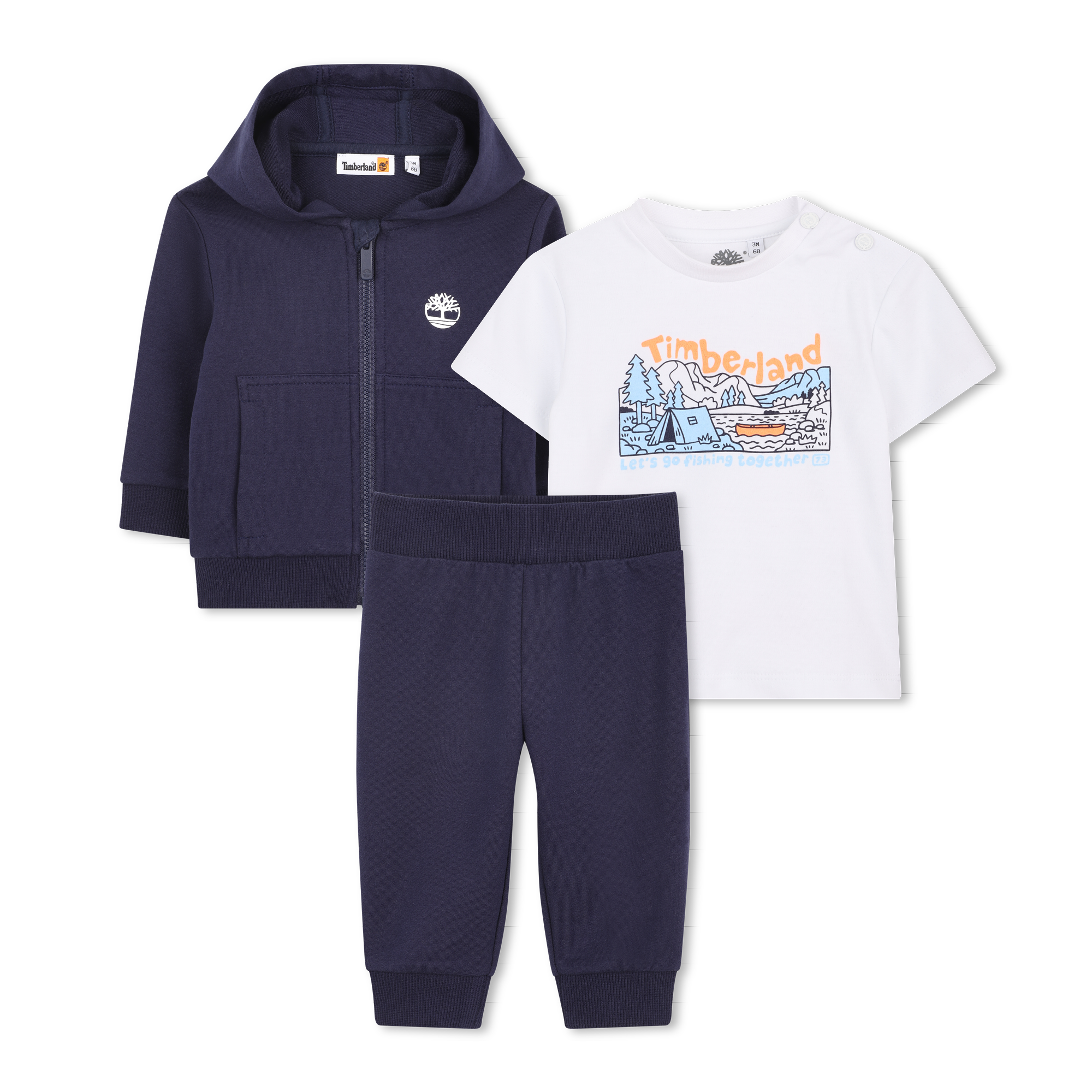 Timberland - Ensemble Pantalon, Tee-shirt Et Cardigan - Indigo Blue - Garçon - 12 Mois Timberland - Ensemble Pantalon, Tee-shirt Et Cardigan - Indigo Blue - Garçon - 12 Mois