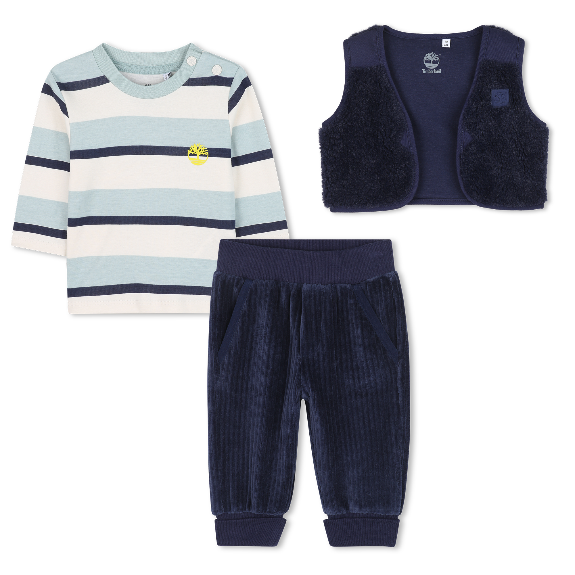 Timberland - Tenue Trois Pièces Motif Zèbre - Indigo Blue - Garçon - 12 Mois