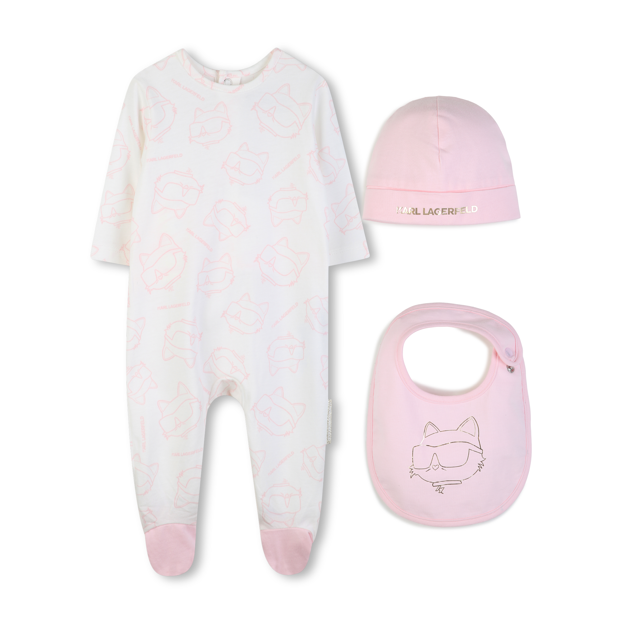 Karl Lagerfeld Kids - Ensemble 3 Pièces - Ecru Rose - Fille - 3 Mois