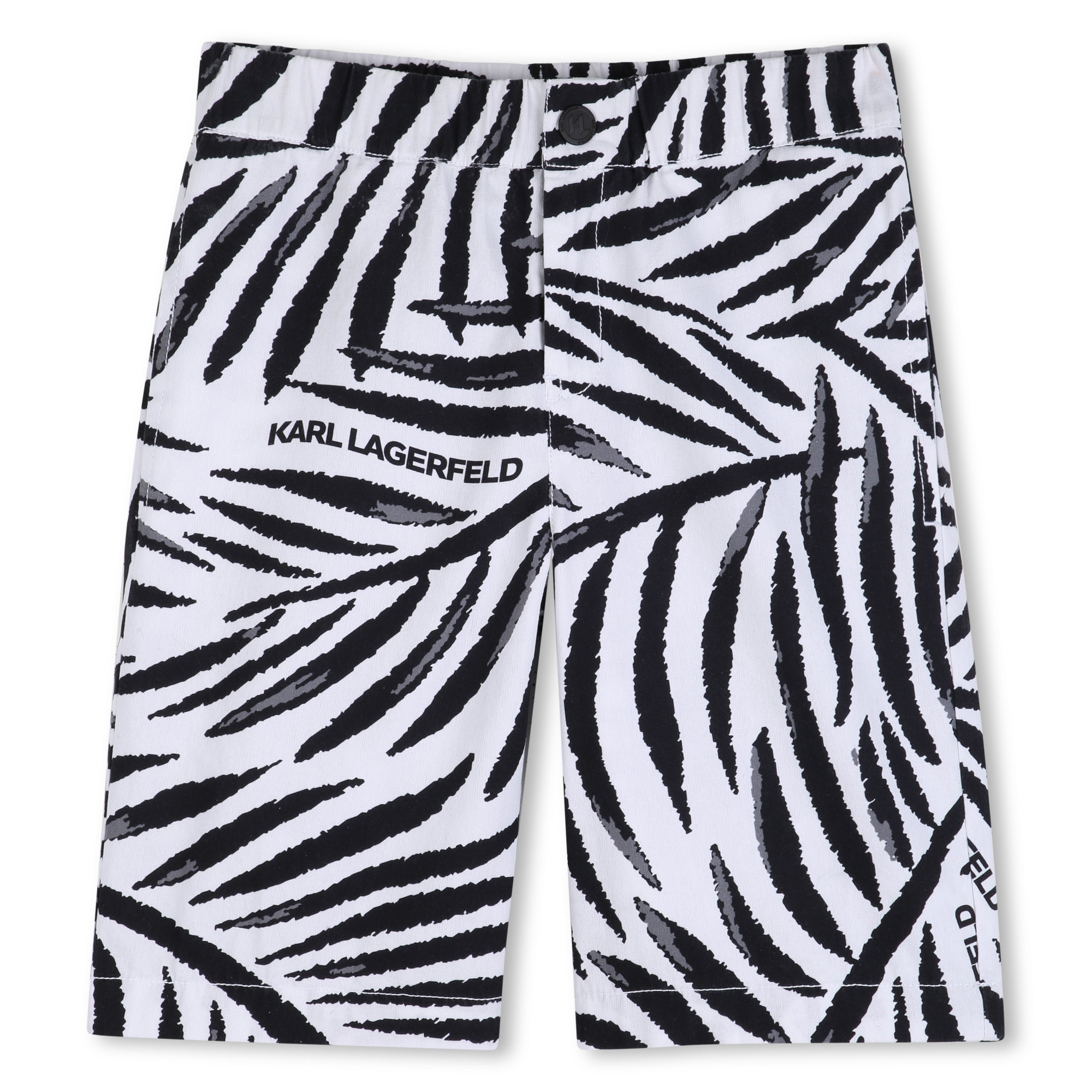 Karl Lagerfeld Kids - Bermuda En Popeline - Blanc Noir - Garçon - 16 Ans