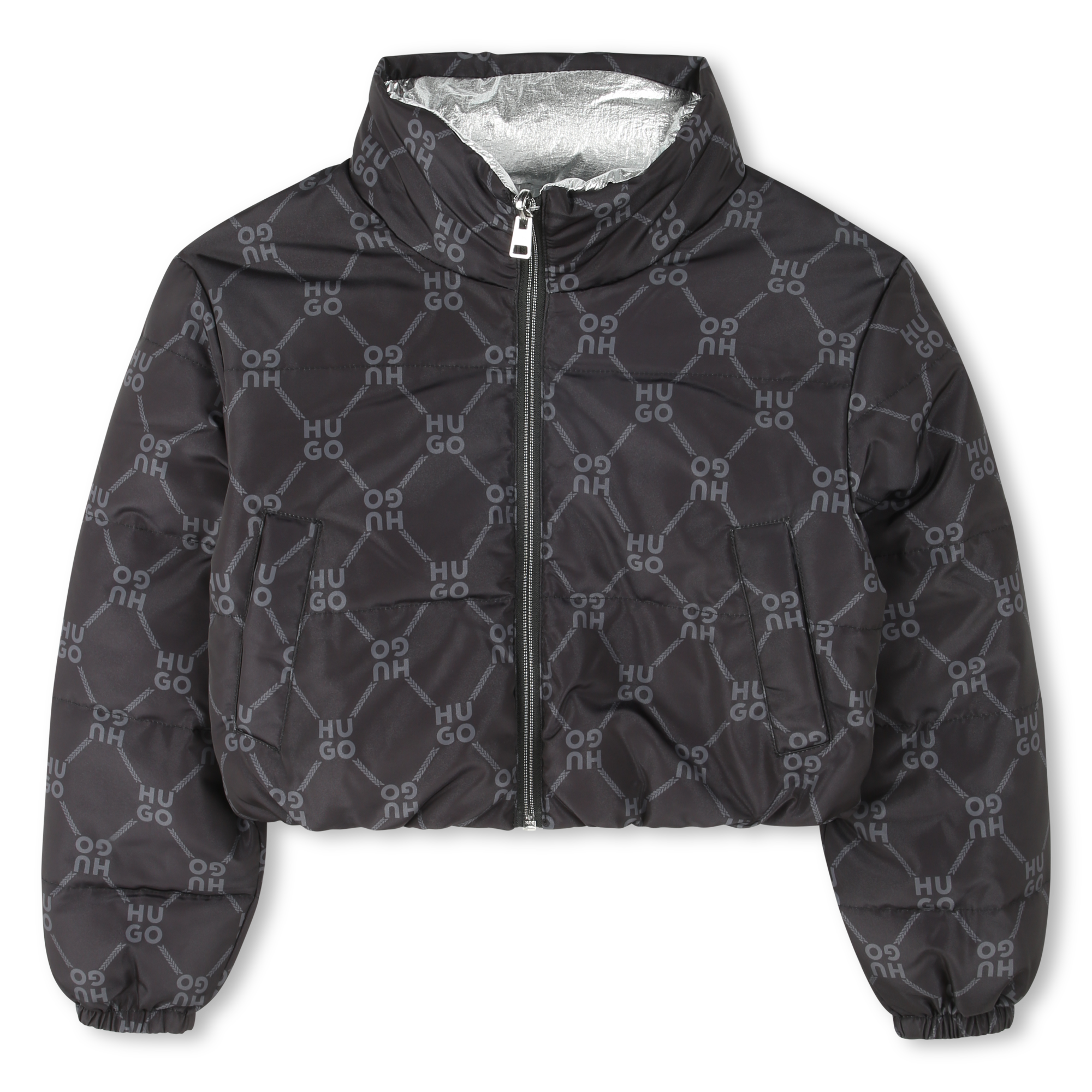 Hugo+-+Doudoune+Courte+Reversible+-+Fille+-+Taille+4+ans+-+Noir+-+Kids+Around