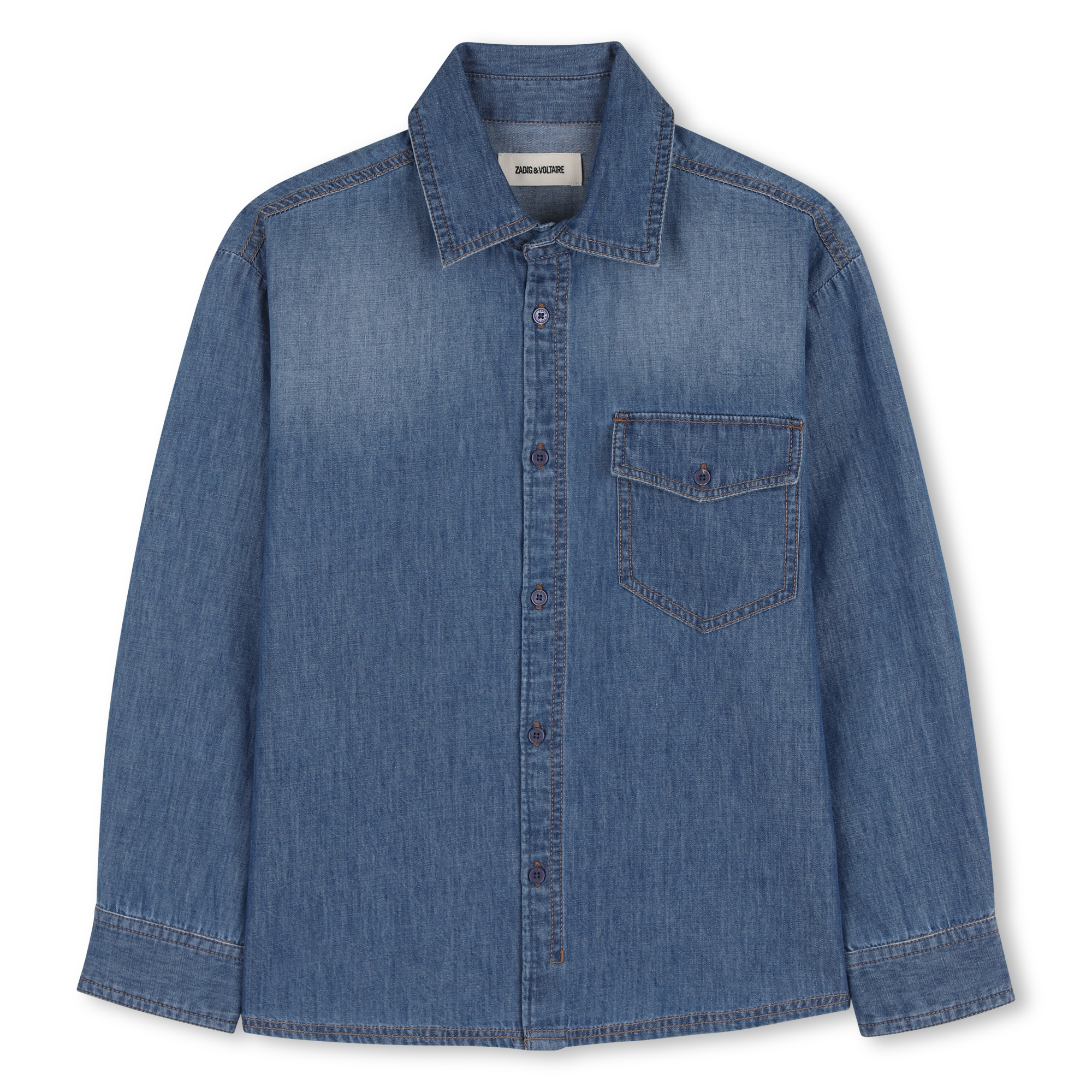 Zadig & Voltaire - Chemise Logo - Denim Blue - Garçon - 14 Ans