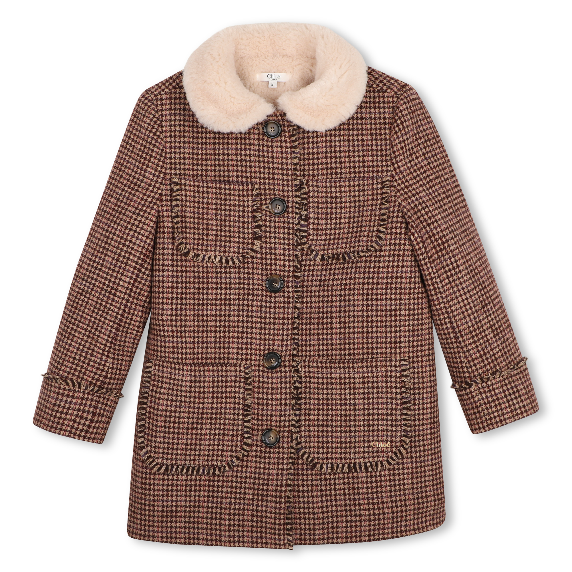 Chloe - Manteau En Lainage À Carreaux - Beige Marron - Fille - 5 Ans Chloe - Manteau En Lainage À Carreaux - Beige Marron - Fille - 5 Ans