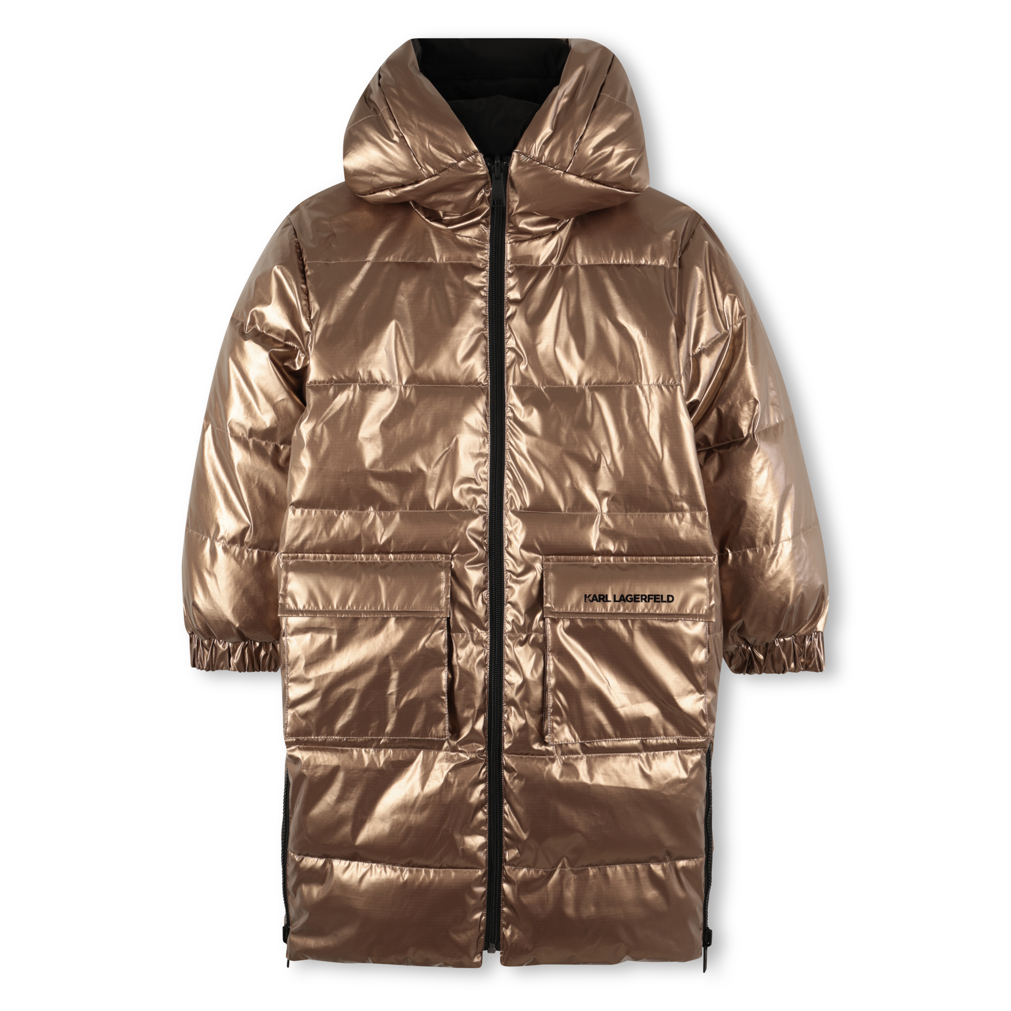 Karl Lagerfeld Kids - Doudoune Longue Réversible - Dore Noir - Fille - 12 Ans